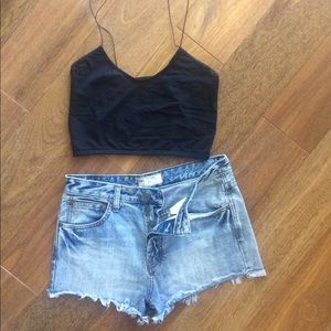 Free People Button Up Jean Shorts
